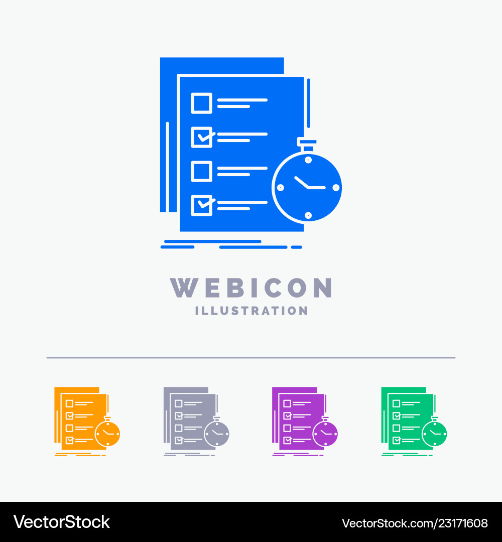 Todo task list check time 5 color glyph web icon Todo task list check time 5 color glyph web icon vector image