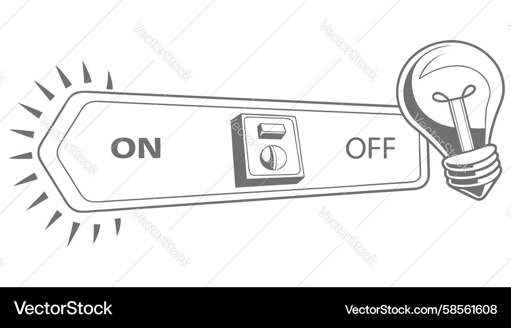 Toggle Switch with Lightbulb Control Vector Image