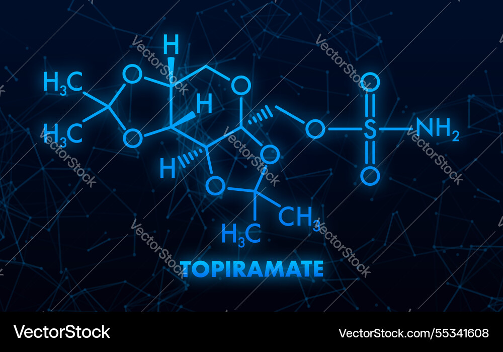 Topiramate molecular structure with highlighted Vector Image