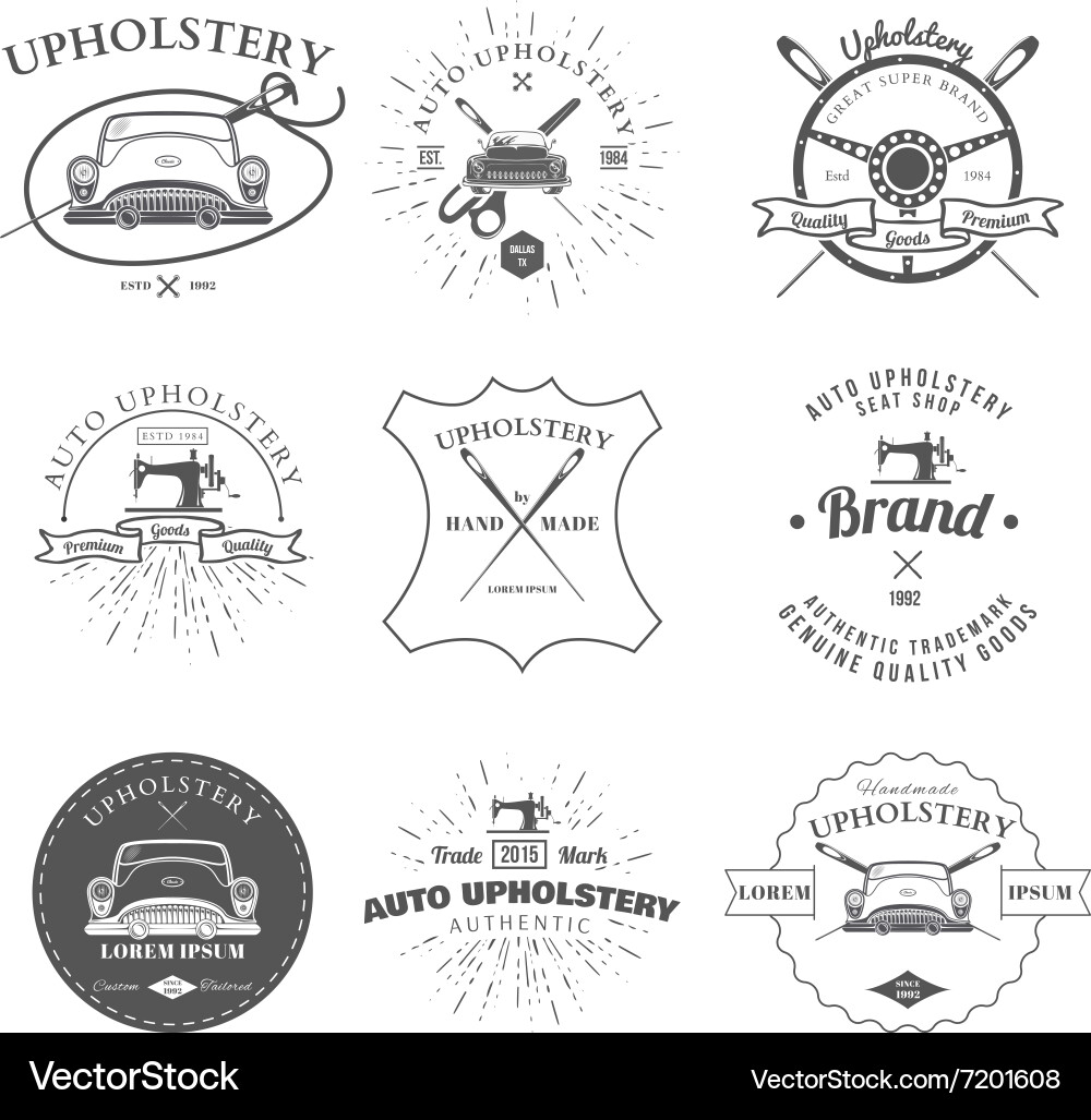 Vintage Auto Upholstery Badges vector image