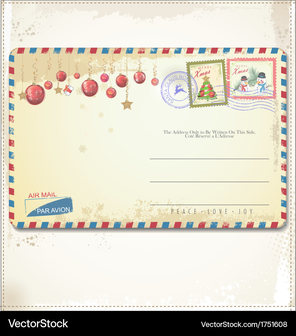 Vintage Christmas Postcard Vector Image