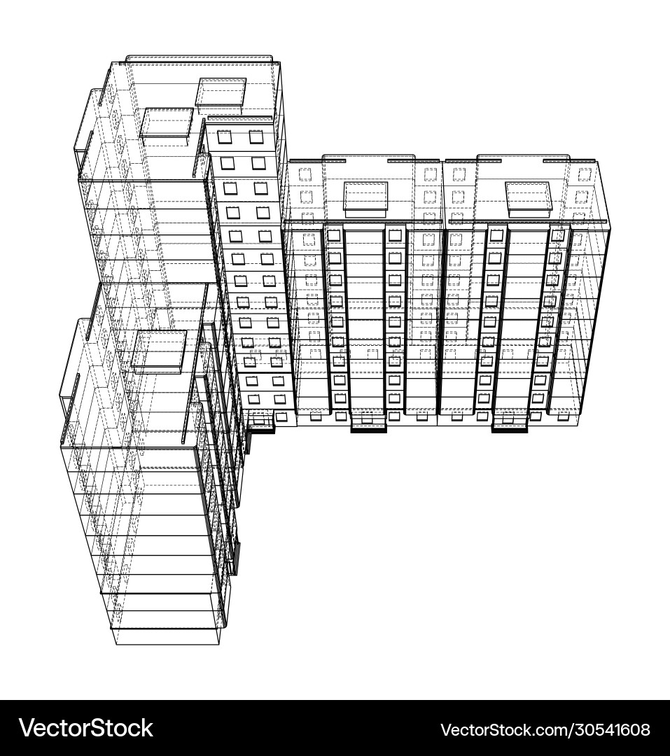 Wire-frame model a multi-storey building Wire-frame model a multi-storey building vector image