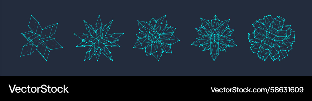 3d shapes set abstract polyhedron forms 3d shapes set abstract polyhedron forms Vector Image