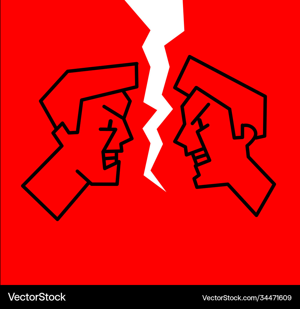 An argument between two people linear drawing vector image