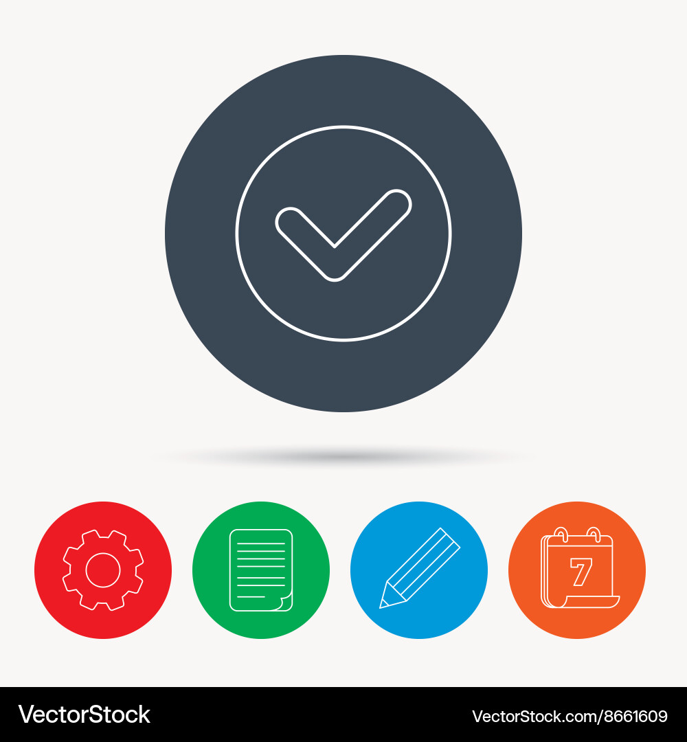Check confirm icon tick in circle sign Vector Image