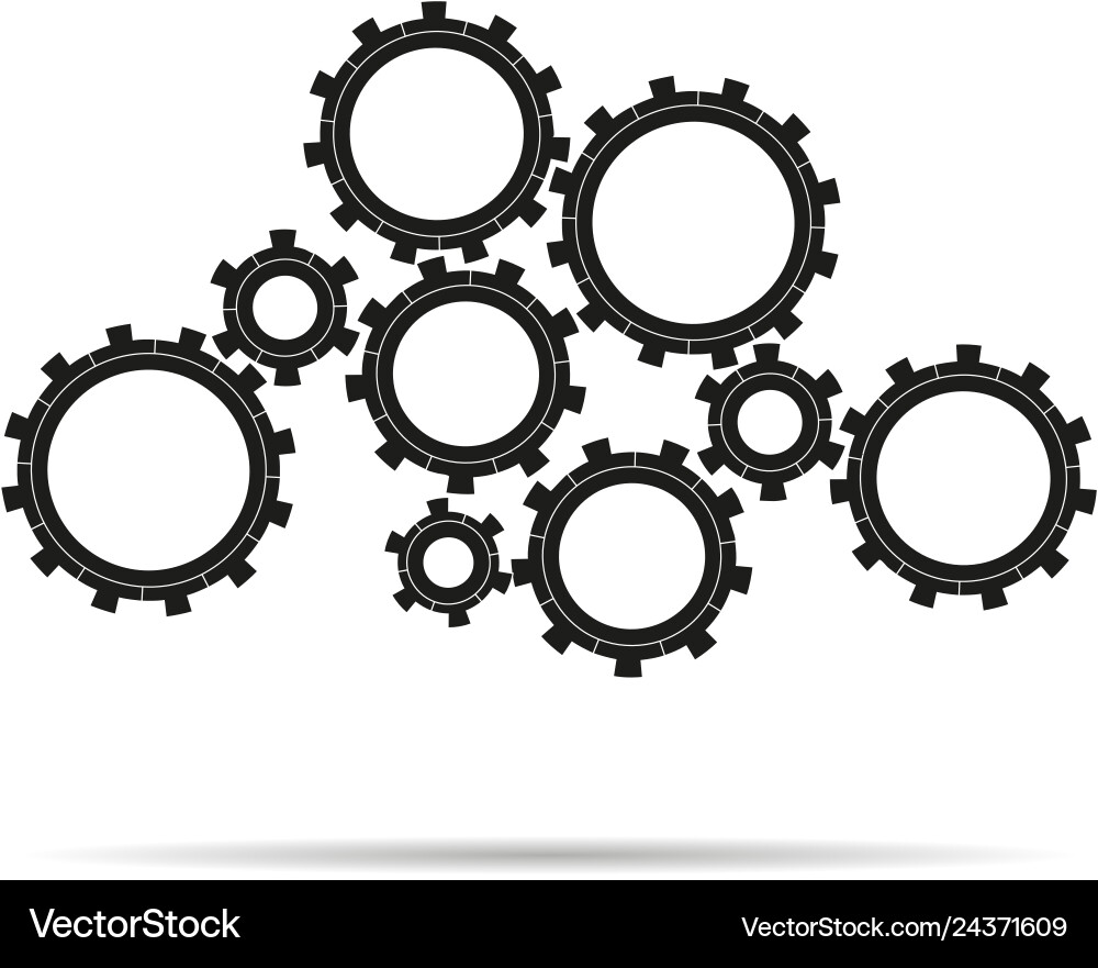Cogs icon with shadow Vector Image