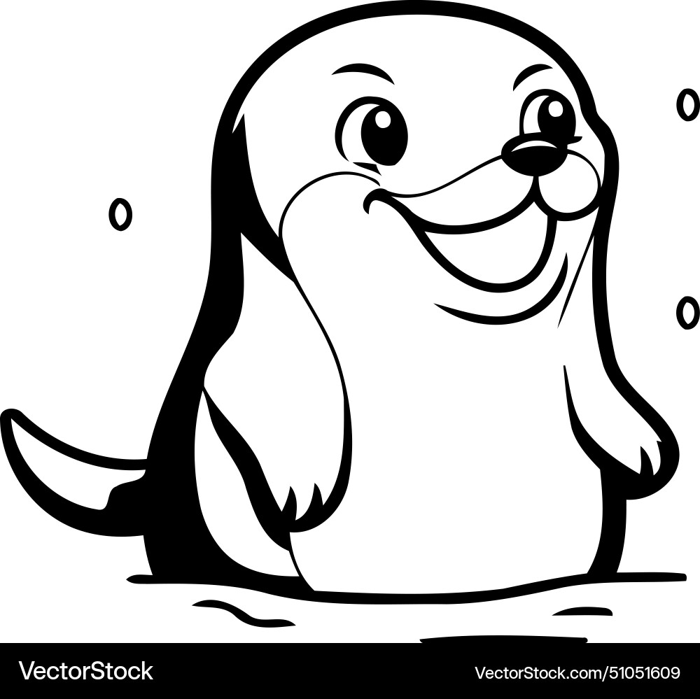 Cute cartoon baby otter swimming in the water Vector Image