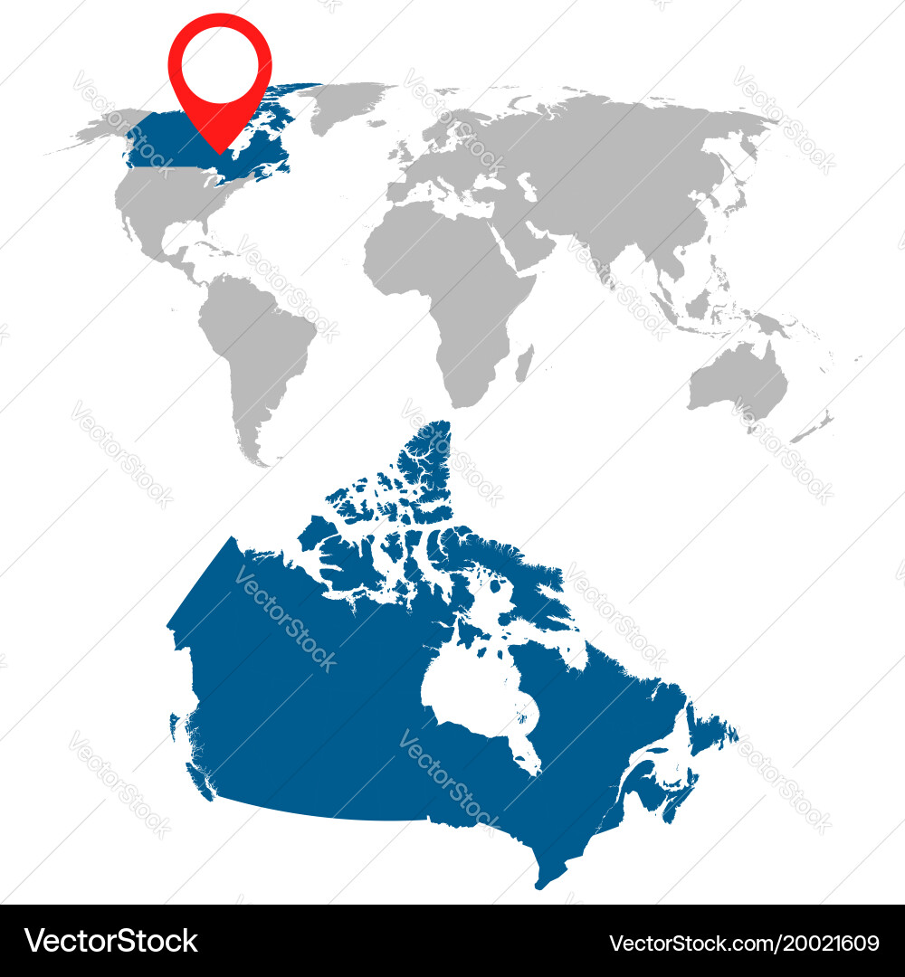 Detailed map of canada and world navigation vector image