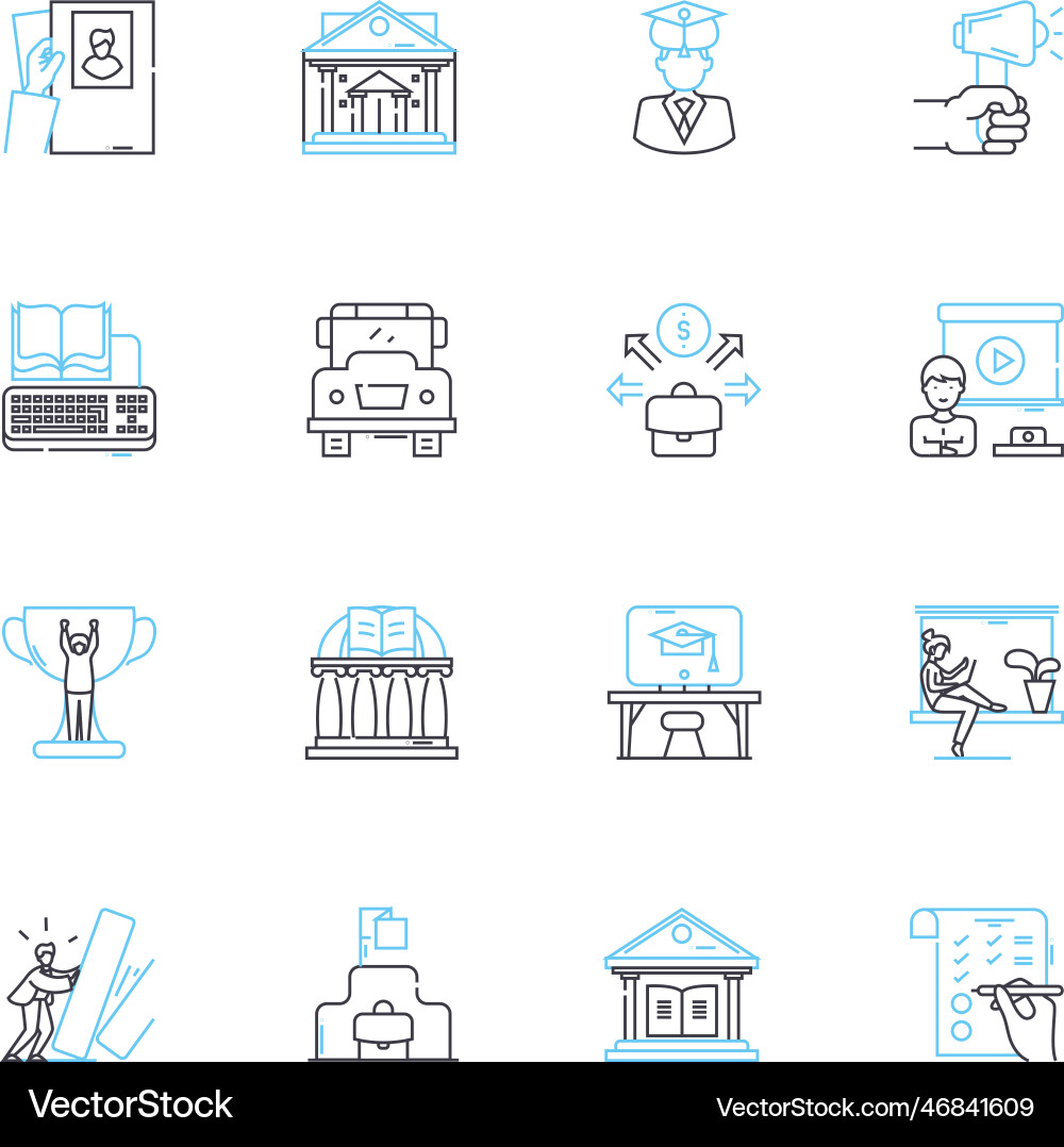 Entrepreneurship program linear icons set Entrepreneurship program linear icons set vector image