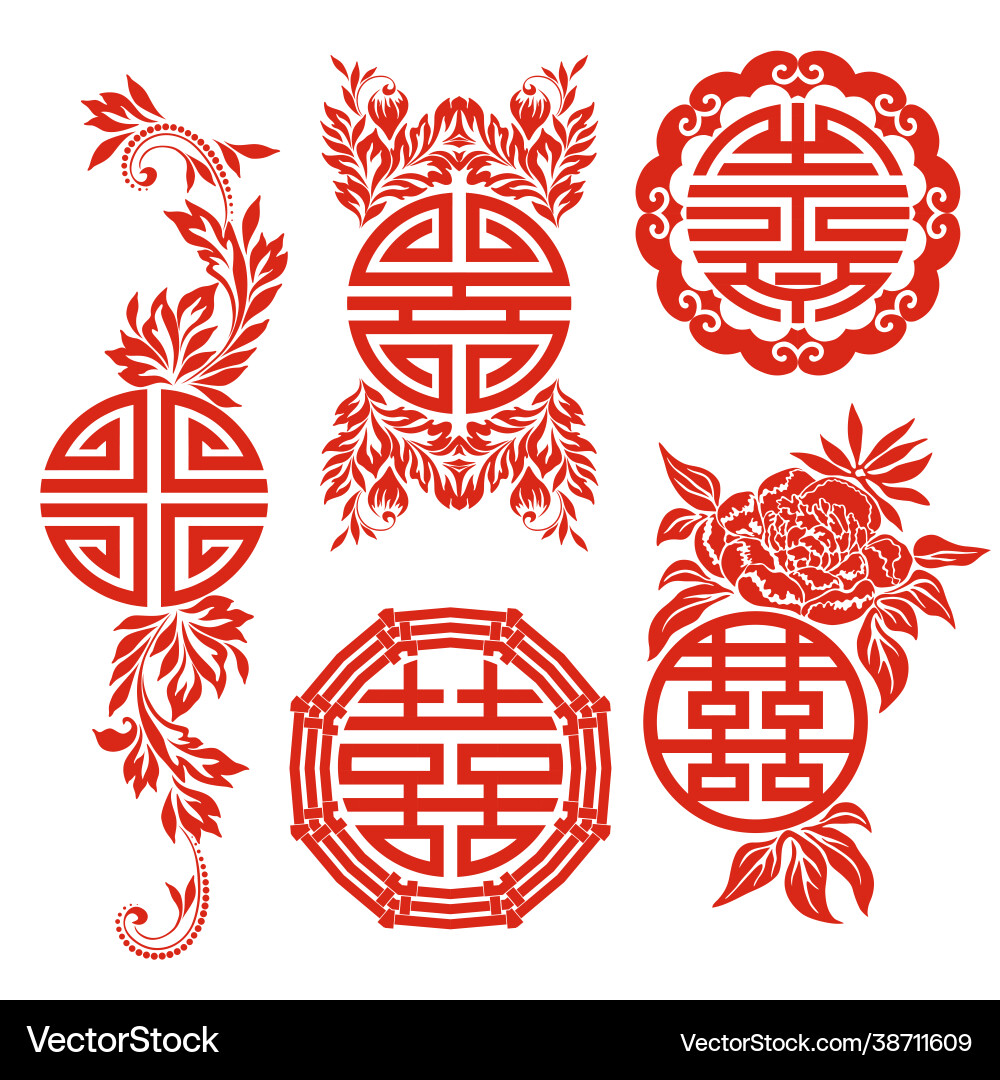 Feng shui symbols - patterns in a circle Feng shui symbols - patterns in a circle vector image