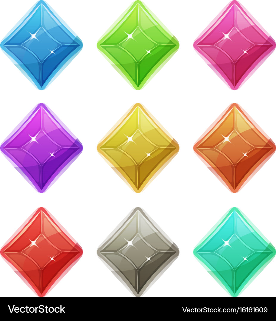 Gems crystal and diamonds icons for game ui vector image
