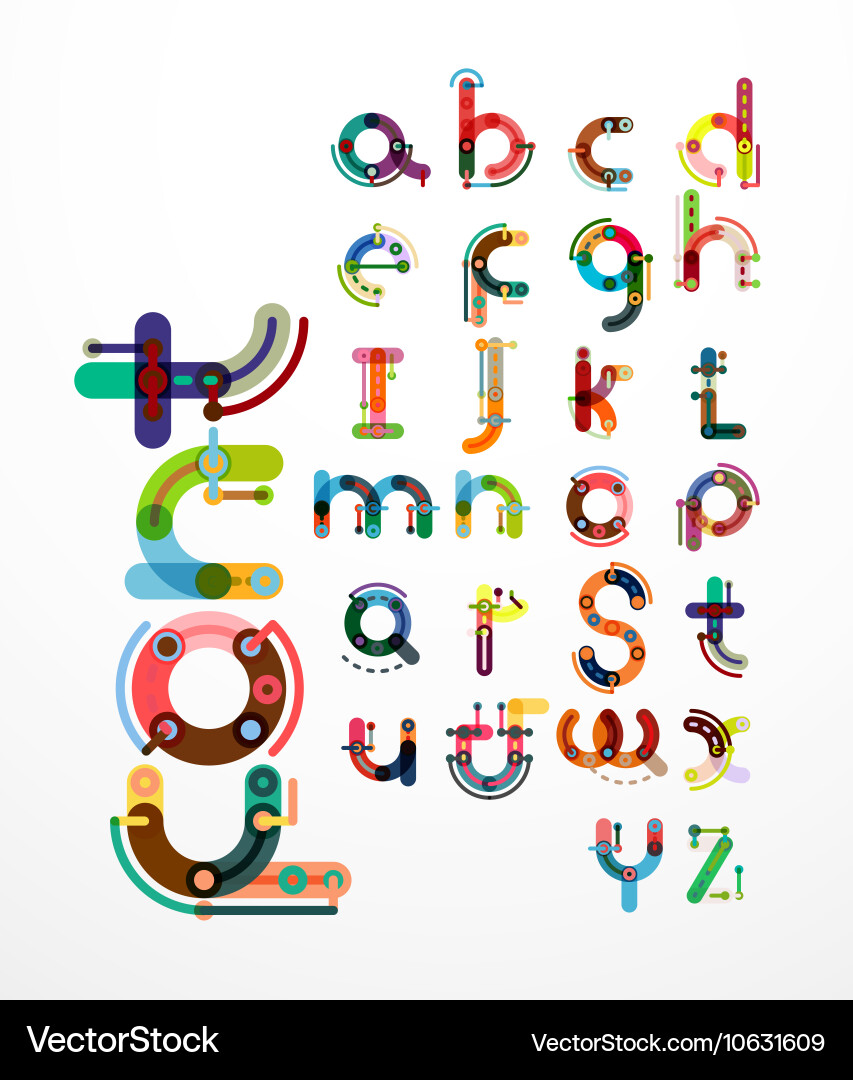 Linear design font alphabet vector image