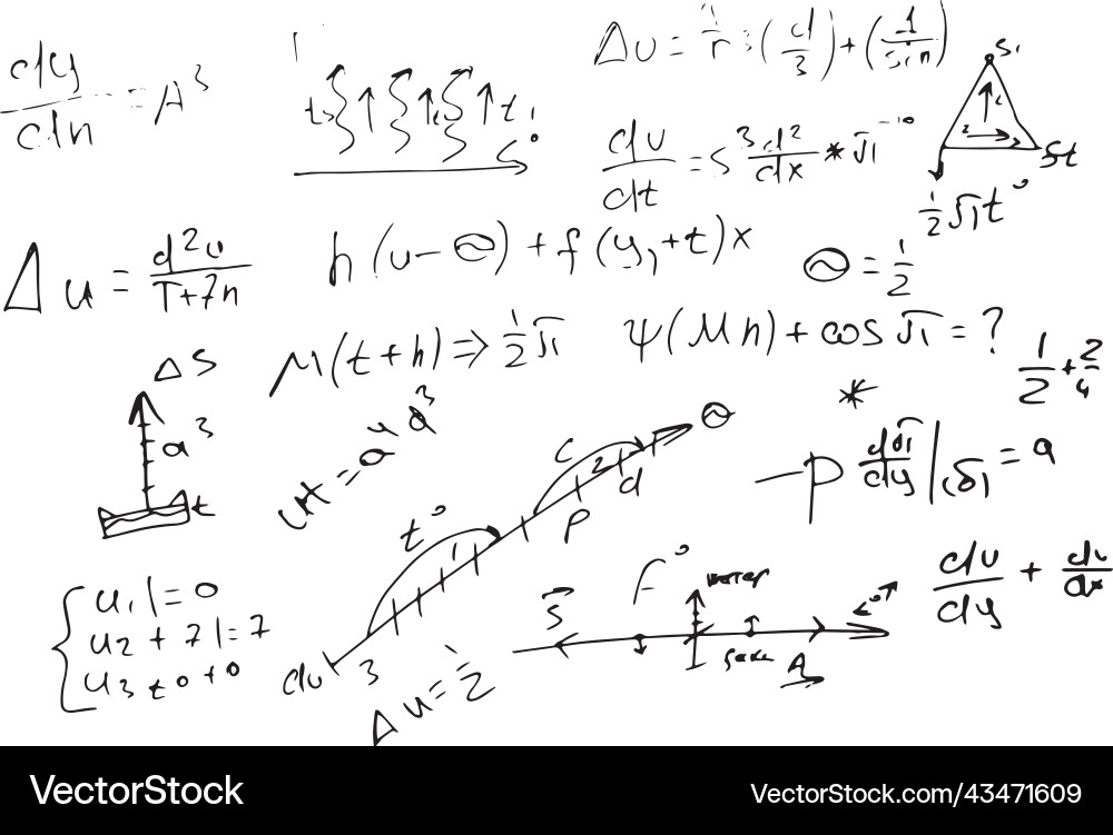 Mathematical scientific formulas and expressions Vector Image