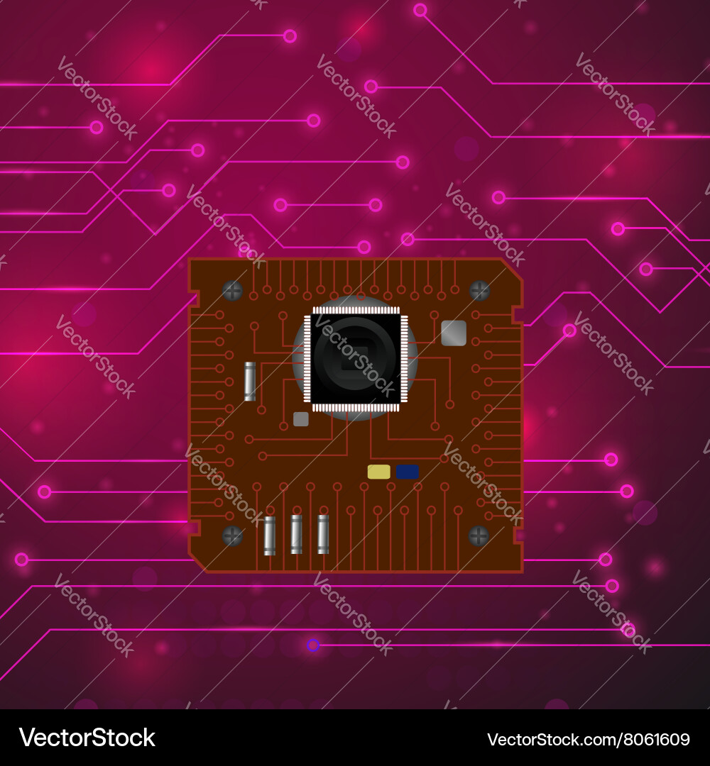 Modern computer technology red background vector image