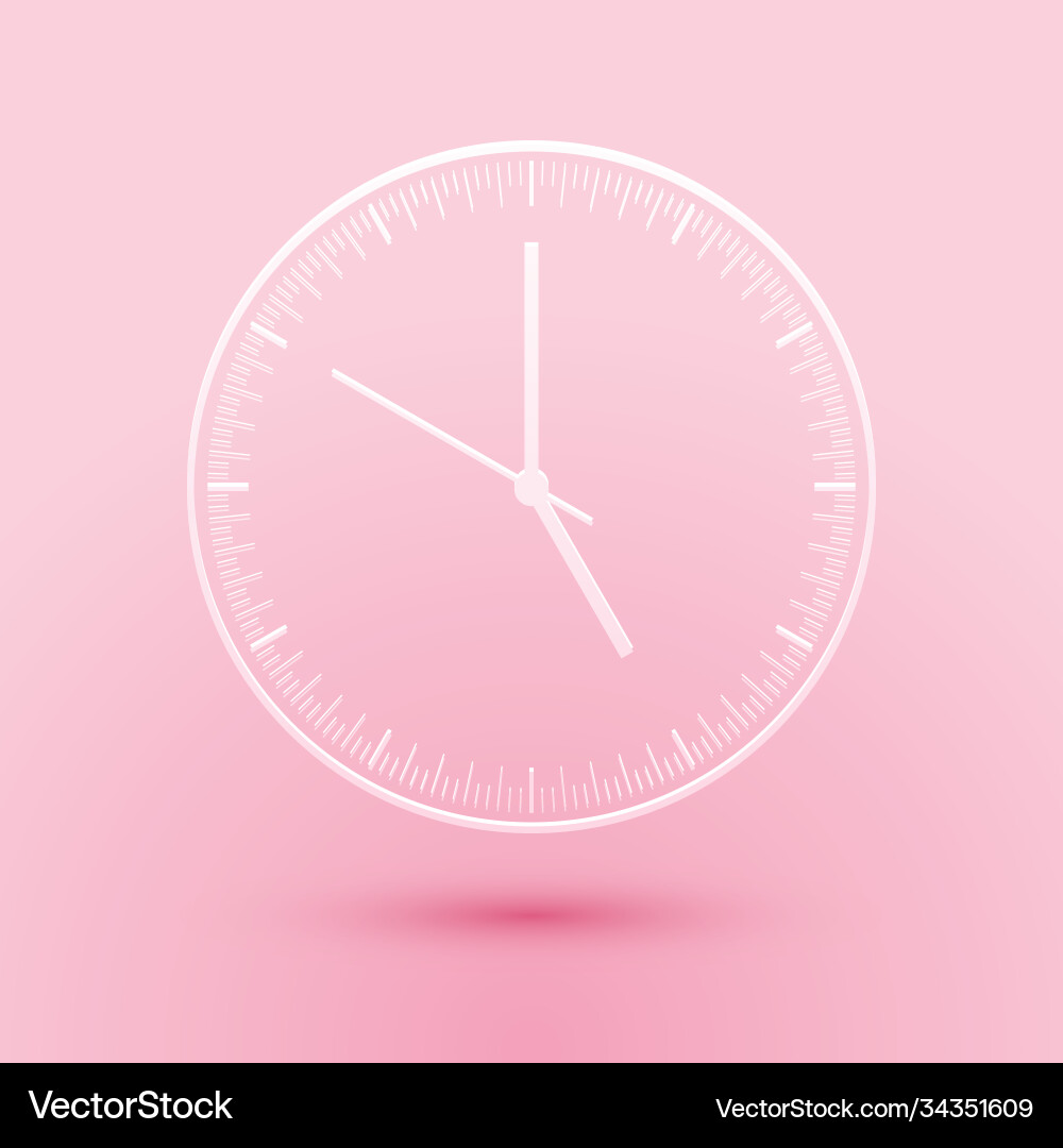 Papier schneiden Uhr Ikone isoliert auf rosa Hintergrund Papier schneiden Uhr Ikone isoliert auf rosa Hintergrund vektorbild