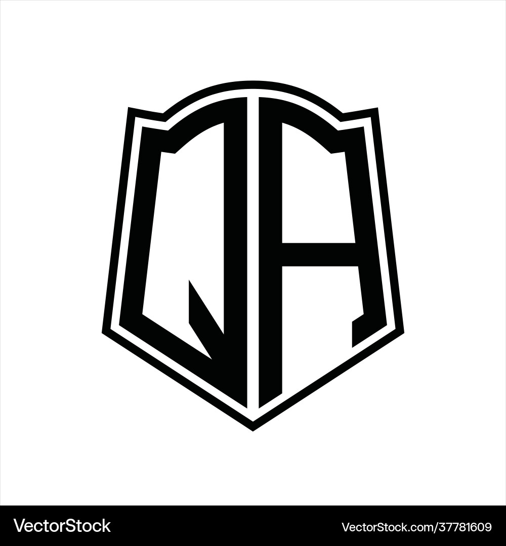Qa logo monogram with shield shape outline design Vector Image