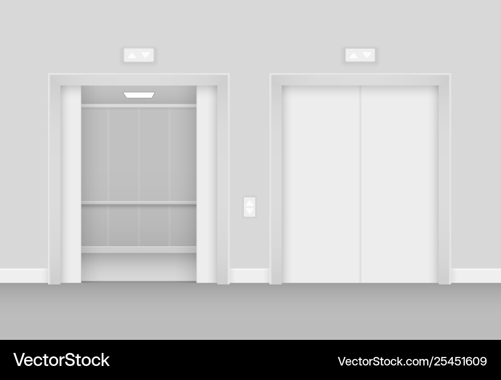 Realistic opened and empty elevator in hall vector image