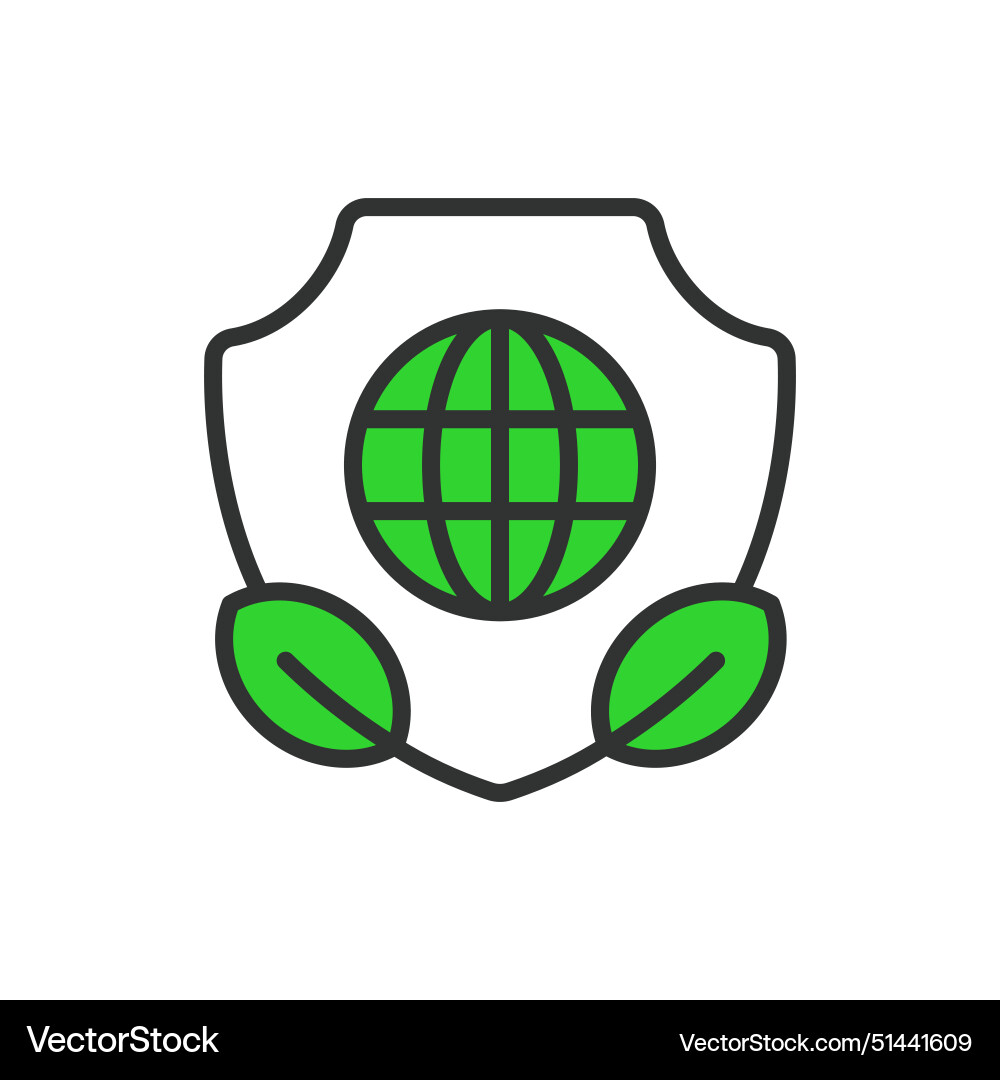 Save planet in line design green Vector Image