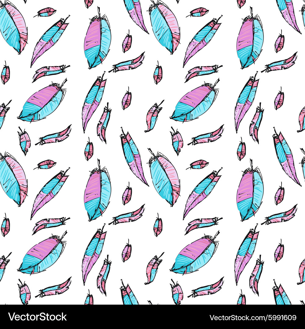 Seamless pattern with feathers Vector Image