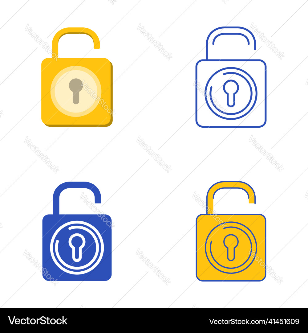 Security token icon set in flat and line style Security token icon set in flat and line style vector image