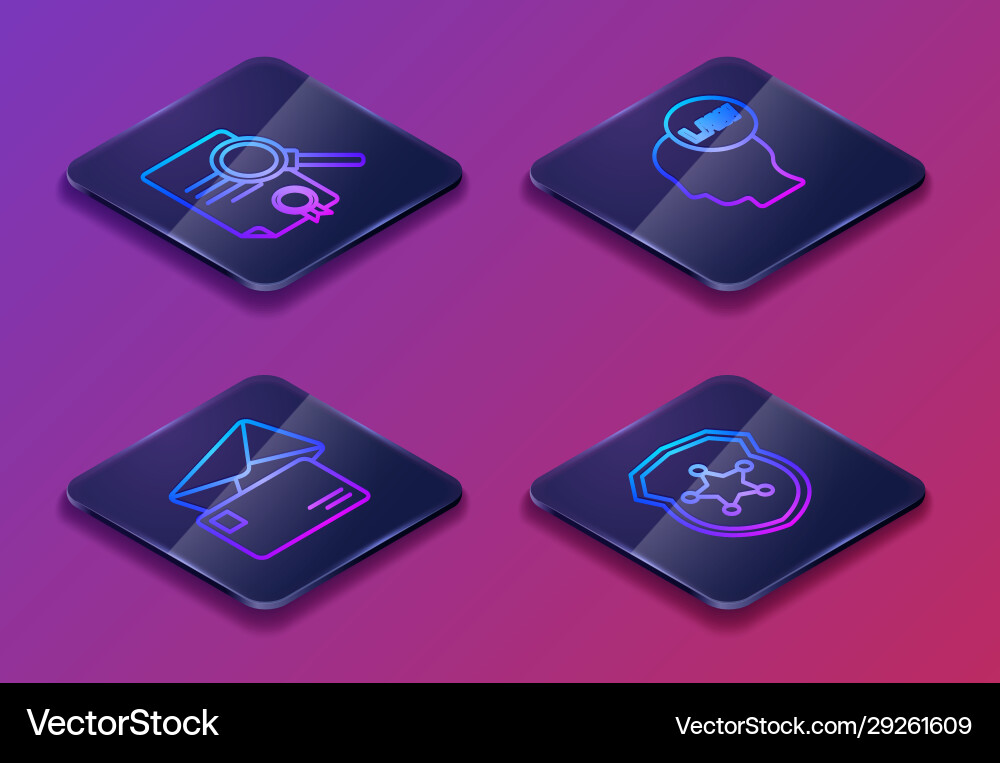 Set isometric line document with search envelope Set isometric line document with search envelope vector image