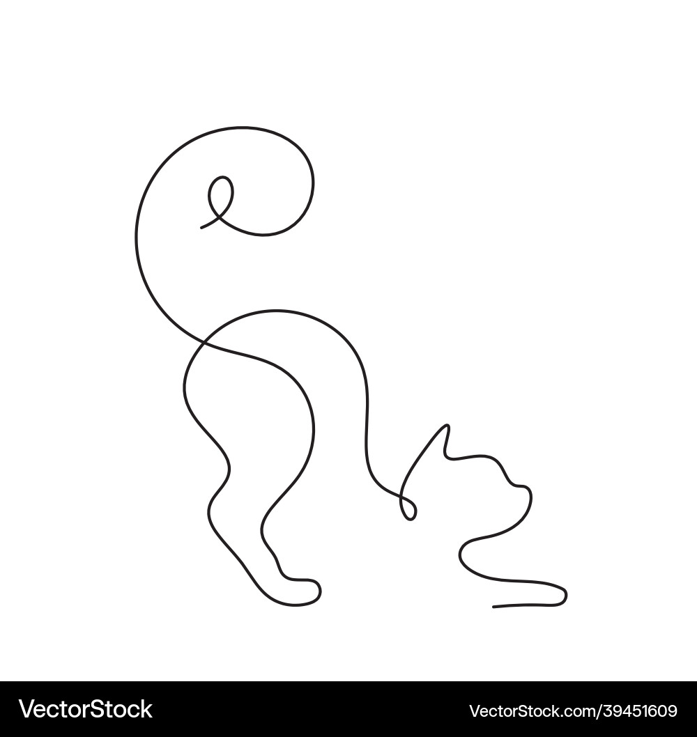Silhouette of abstract cat in line drawing Vector Image