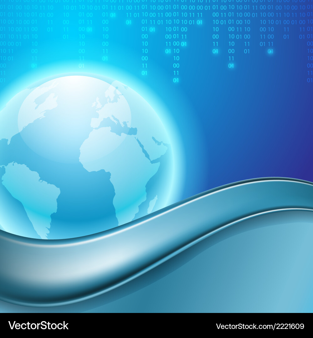 Stream of binary code with the globe Vector Image