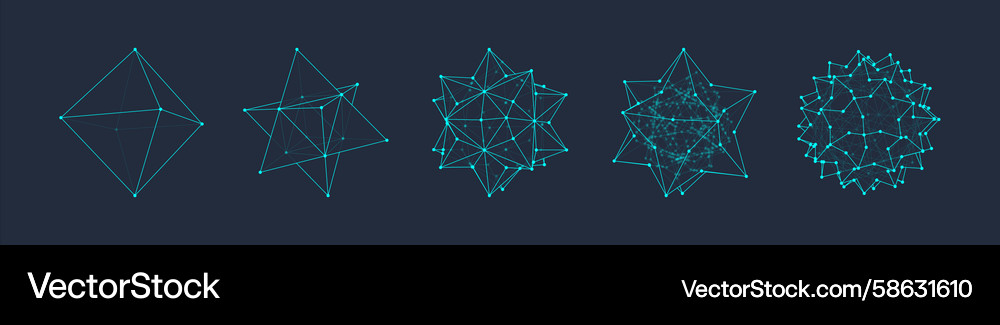 3d shapes set abstract polyhedron forms 3d shapes set abstract polyhedron forms Vector Image