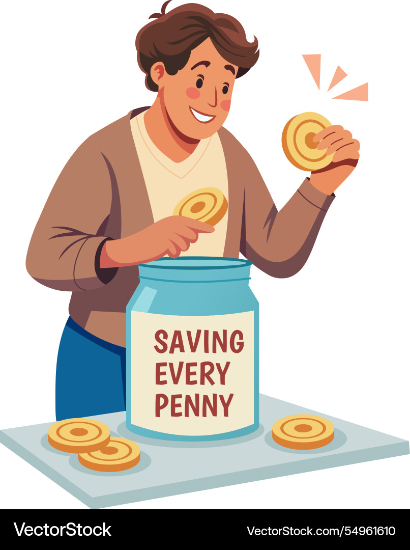 A flat of character counting coins Vector Image