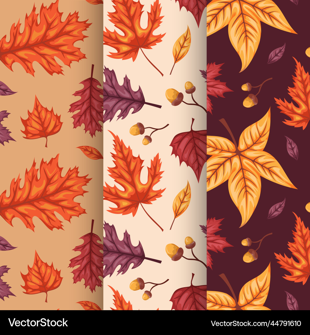 Autumn pattern collection drawn design vector image
