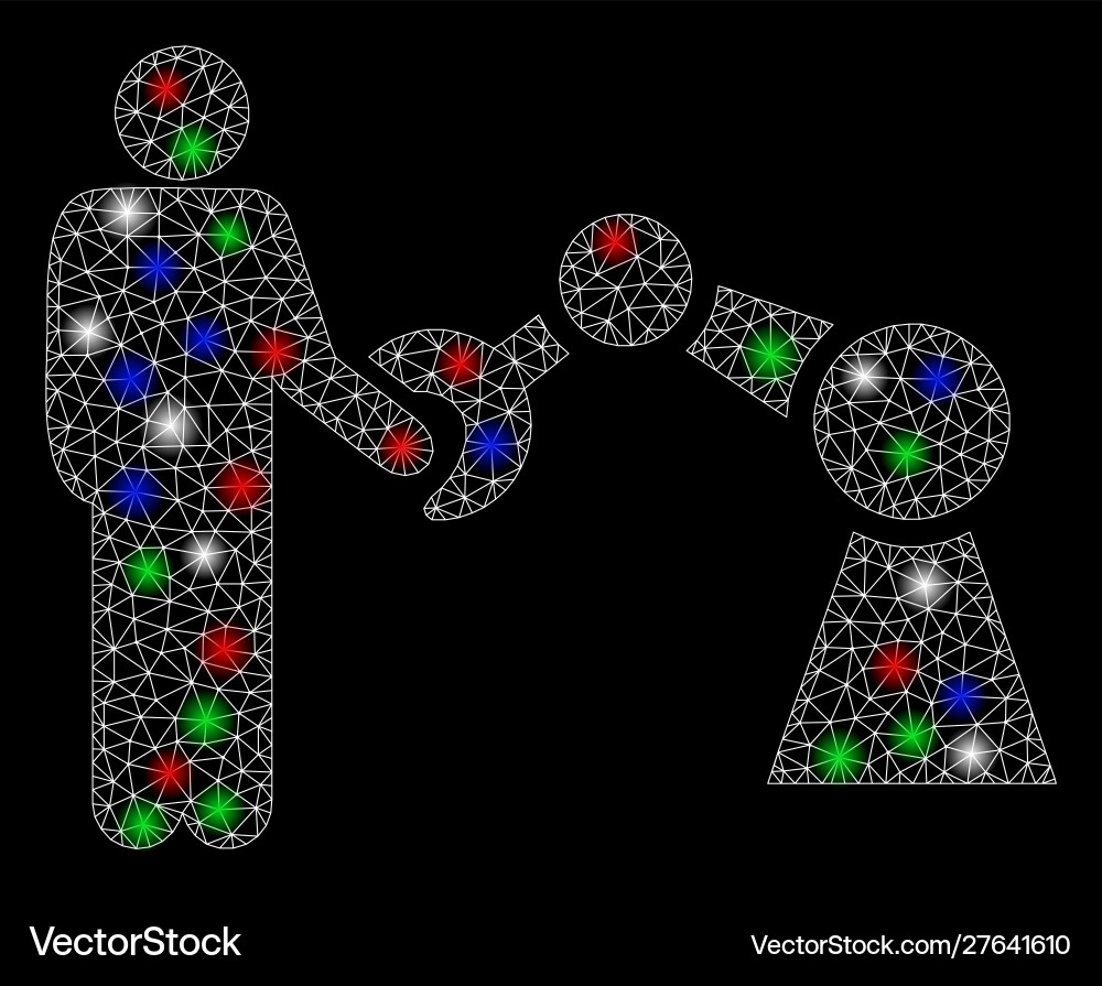 Bright mesh wire frame robotics handshake Vector Image