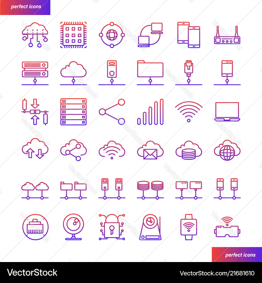 Computernetzwerke und Datenbankgradienten-Symbole setzen Computernetzwerke und Datenbankgradienten-Symbole setzen vektorbild