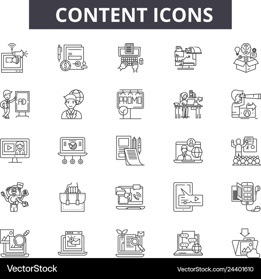 Content line icons for web and mobile design Content line icons for web and mobile design Vector Image
