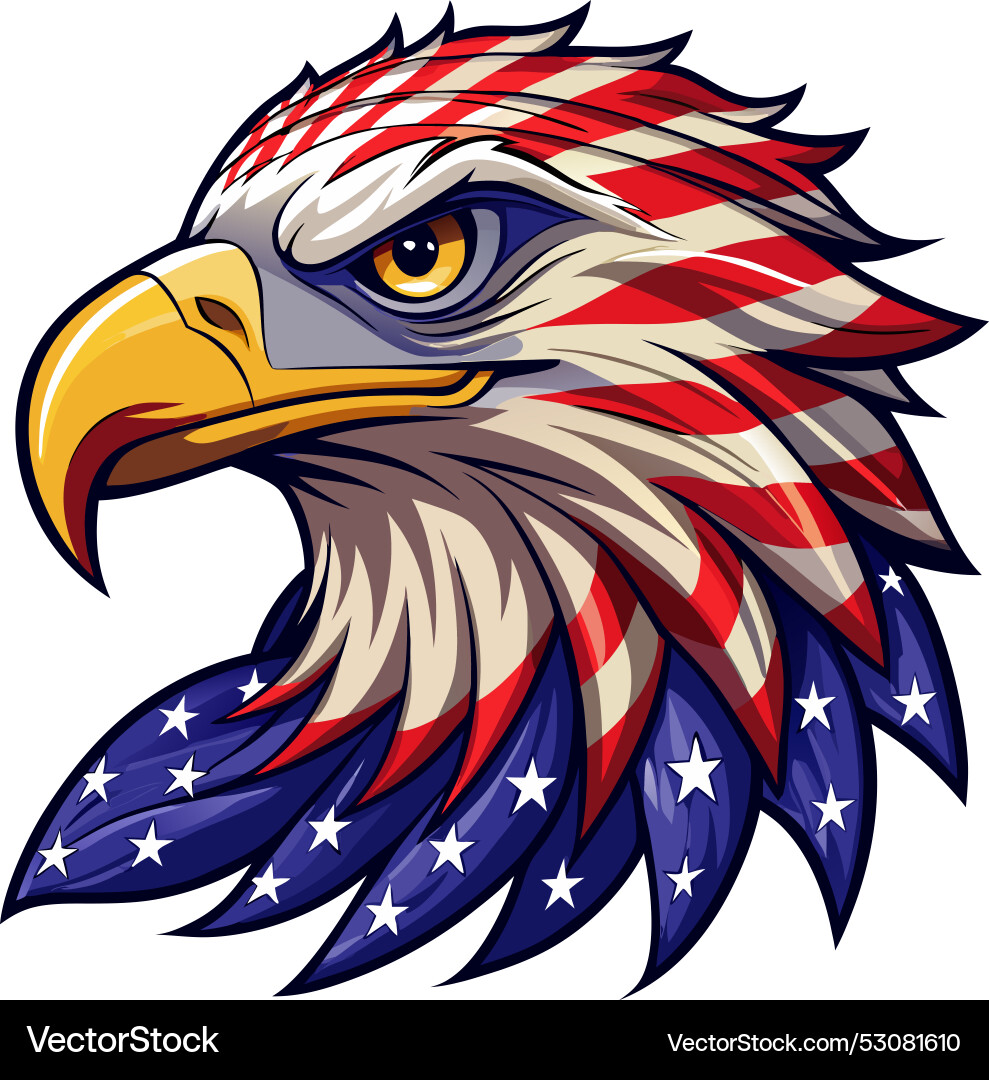 Eagle head with american flag pattern Royalty Free Vector
