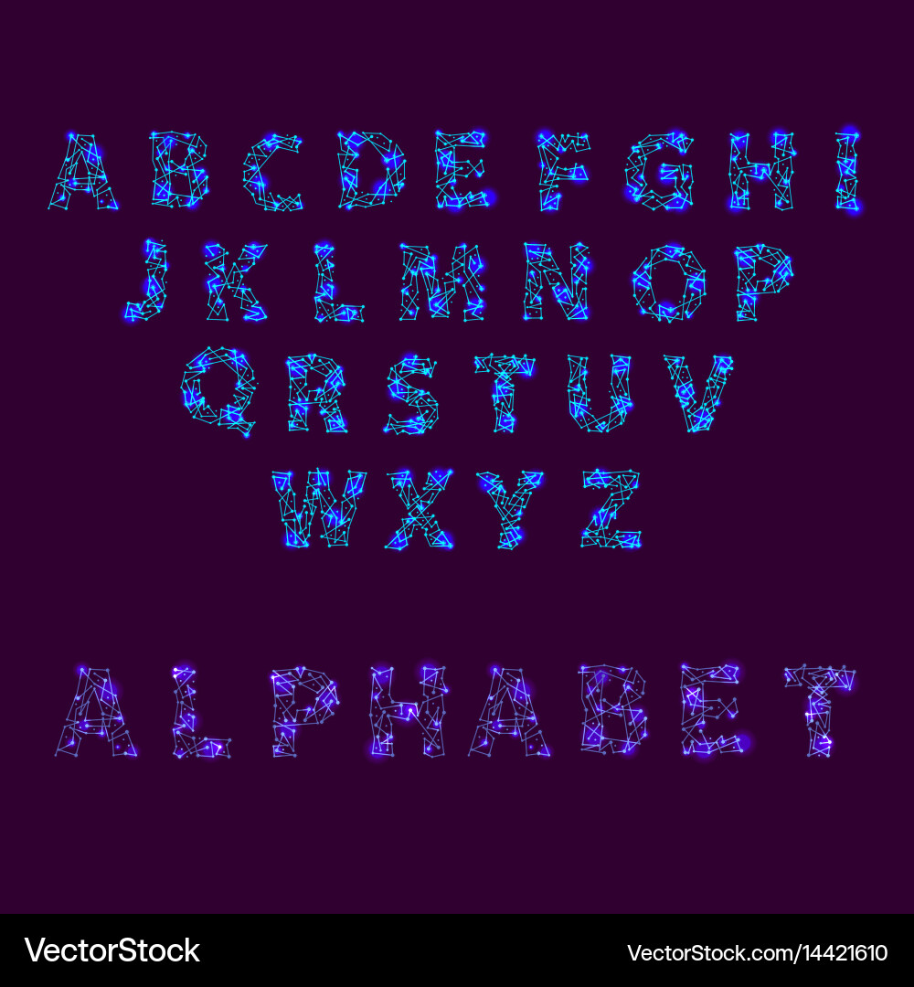 Font space alphabet typeface script with minimal Vector Image