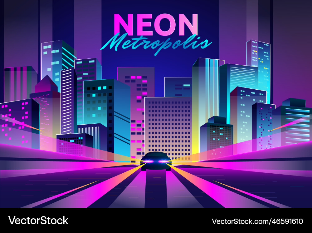 Futuristisches Neon Stadtbild vektorbild