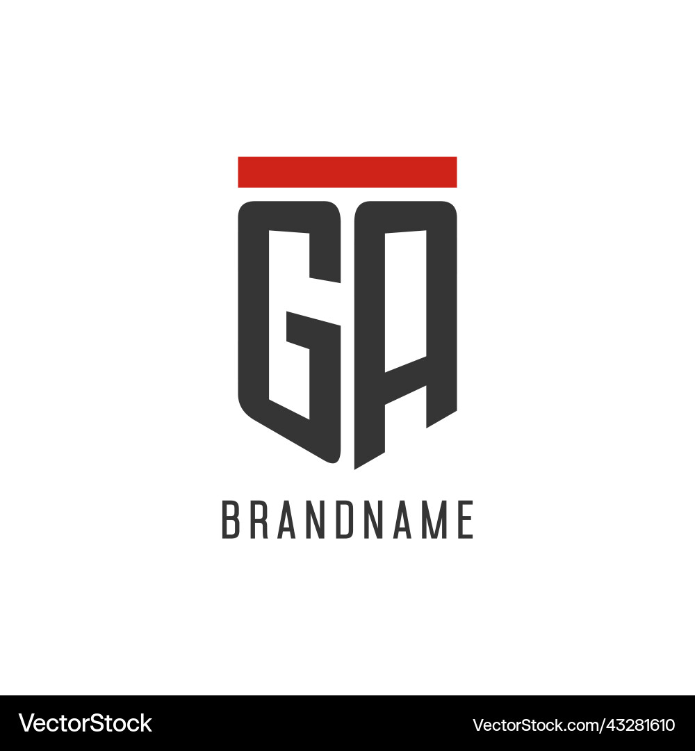 Ga initial esport logo with simple shield design Ga initial esport logo with simple shield design Vector Image
