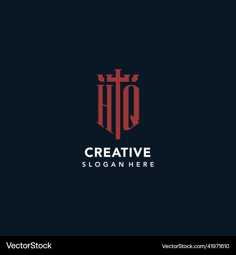 Hq initial monogram logos with sword and shield Hq initial monogram logos with sword and shield Vector Image
