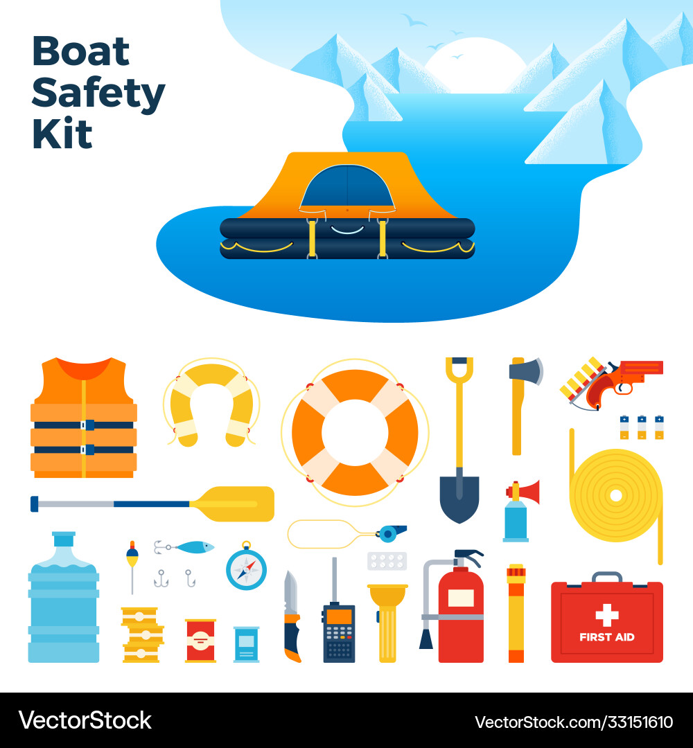 Image from inflatable floating tent and boat Image from inflatable floating tent and boat Vector Image