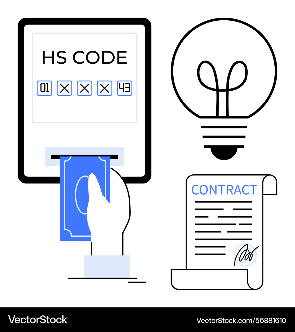 Import-export trade concept with hs code entry Import-export trade concept with hs code entry Vector Image