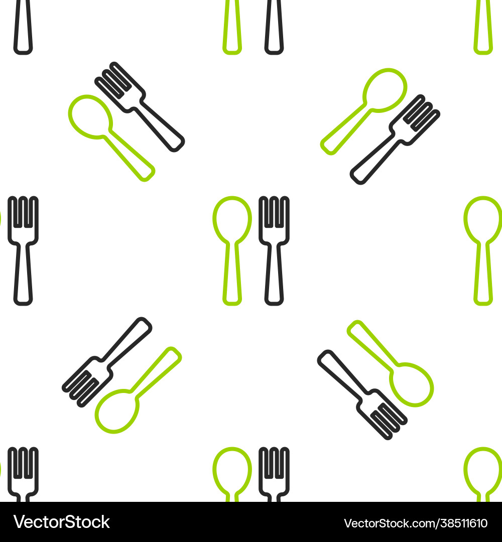 Line fork and spoon icon isolated seamless pattern Line fork and spoon icon isolated seamless pattern vector image