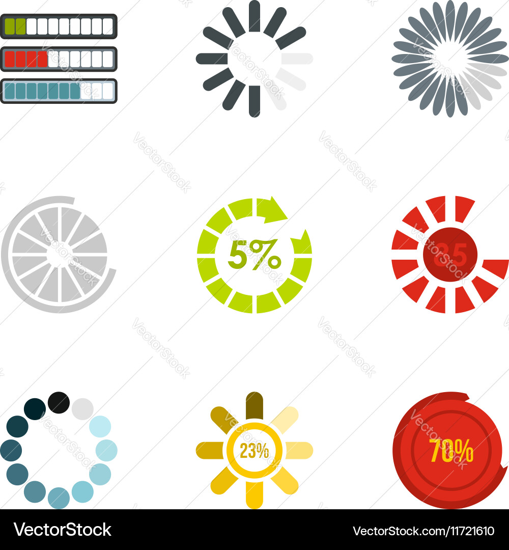 Loading and waiting icons set flat style Vector Image