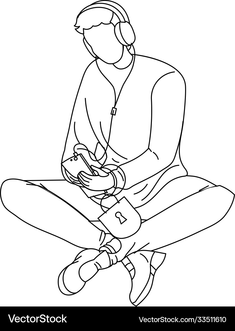 Man using mobile cellular for listen music Man using mobile cellular for listen music vector image