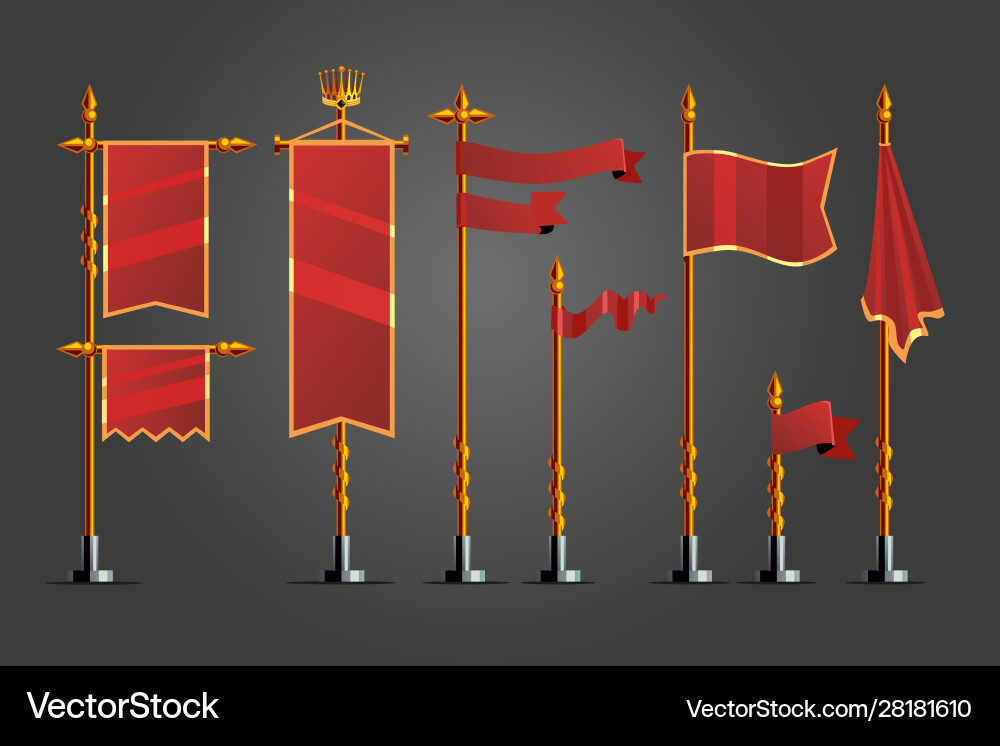 Medieval Flag Set - Game Assets vector image