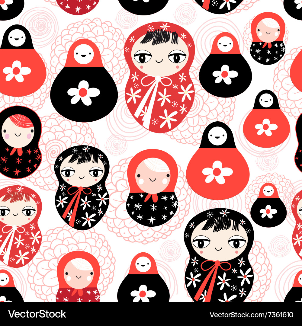 Nested Dolls Seamless Pattern vector image
