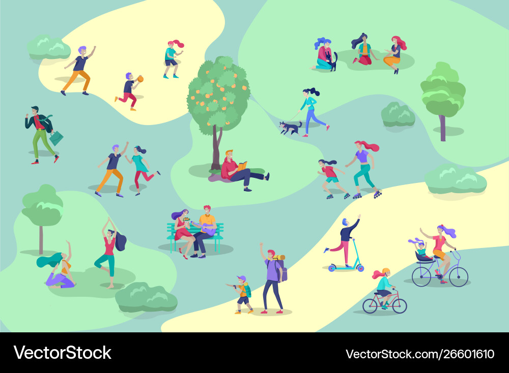 People spending time relaxing on nature family People spending time relaxing on nature family vector image