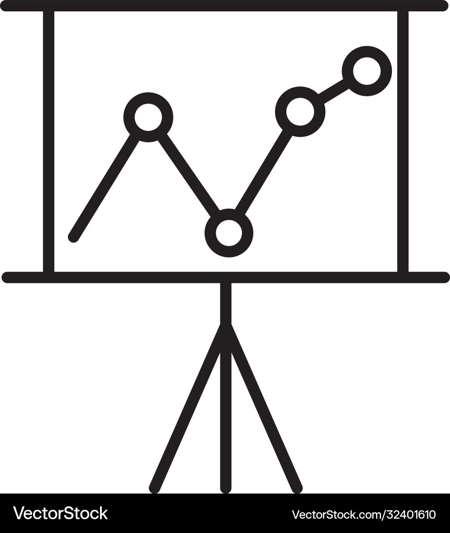 Presentation board with graphic chart line style Presentation board with graphic chart line style vector image