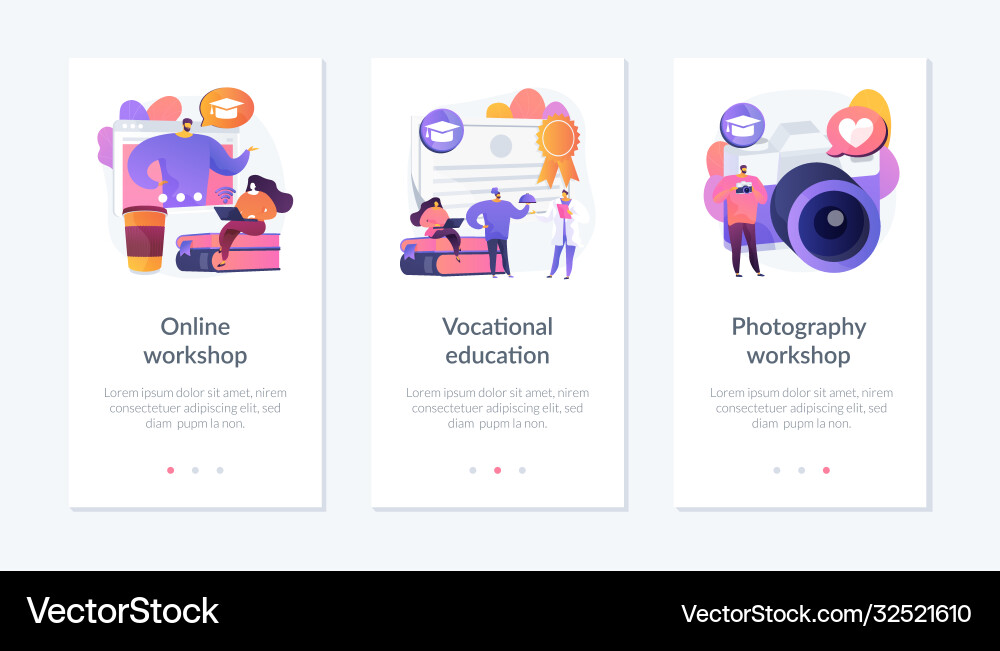 Professional learning app interface template Professional learning app interface template vector image