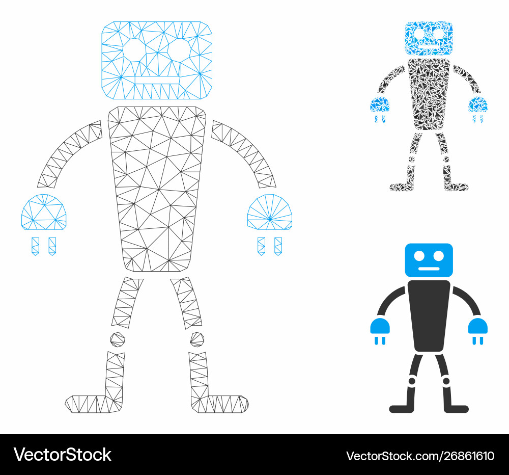 Robot mesh wire frame model and triangle Robot mesh wire frame model and triangle vector image