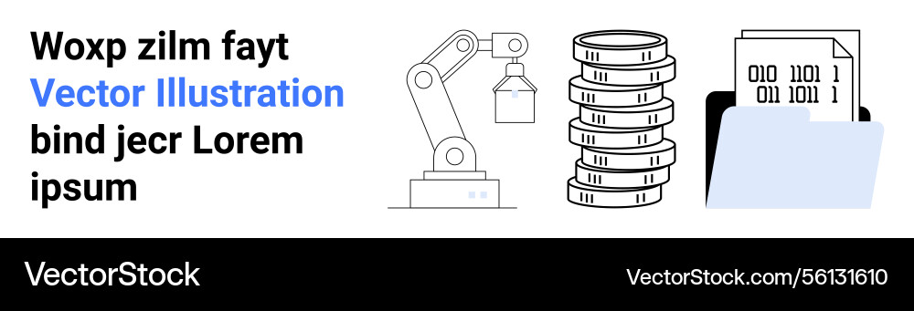 Robotic Arm Stacking Münzen mit binären Datendateien Robotic Arm Stacking Münzen mit binären Datendateien vektorbild